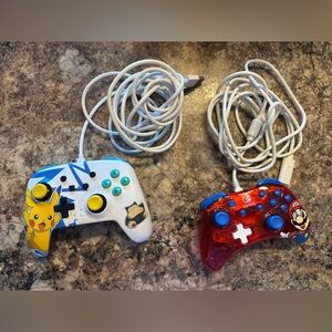 Pikachu and Mario Wired Controllers